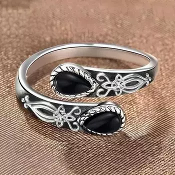 Кольцо с цветком циркона Европейская и американская мода ретро-кольцо в стиле бохо Opening Adjustable