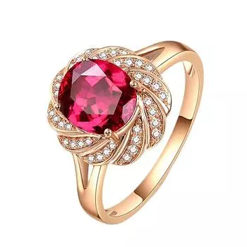 Кольцо с цветком и цветком, кольцо с рубином и турмалином, лотерейное кольцо