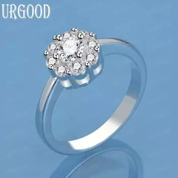 Кольцо с цветком из чистого серебра 925 пробы и цирконом AAA, модные свадебные украшения 7#