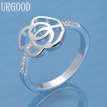 Кольцо с цветком из чистого серебра 925 пробы и цирконием класса ААА, модное свадебное украшение с подвеской 7#