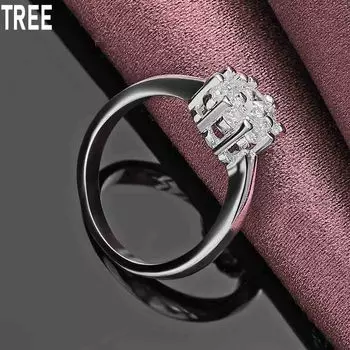 Кольцо с цветком из чистого серебра 925 пробы и цирконием AAA, изысканное очарование, модные свадебные украшения 7#