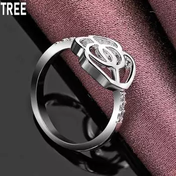 Кольцо с цветком из чистого серебра 925 пробы и цирконием AAA, изысканное очарование, модные свадебные украшения 7#