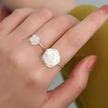 Кольцо с цветком из натуральной ракушки, стерлинговое серебро 925 пробы, ювелирные изделия ручной работы, уникальный подарок для женщин 6&8mm белый