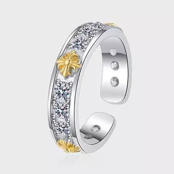 Кольцо с цветком из стерлингового серебра S925, полностью бриллиантовое, женское, нишевое, дизайнерское, модное, с цветочным крестом, женское, высокое чувство Opening adjustable