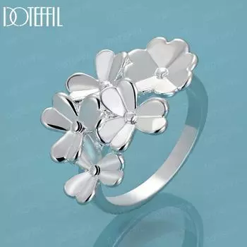 Кольцо с цветком из стерлингового серебра 925 пробы категории AAA, изысканные свадебные украшения 7#
