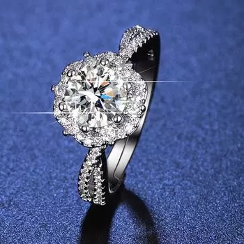 Кольцо с цветком сливы весом в один карат, имитация муассанита, открытая конструкция, слегка инкрустированная бриллиантами стенка кнопки, женское кольцо. opening adjustable
