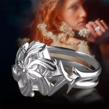 Кольцо с цветком, ювелирное изделие для косплея, обручальное кольцо из стерлингового серебра 925 пробы для женщин и девочек, подарок на день рождения и помолвку 6