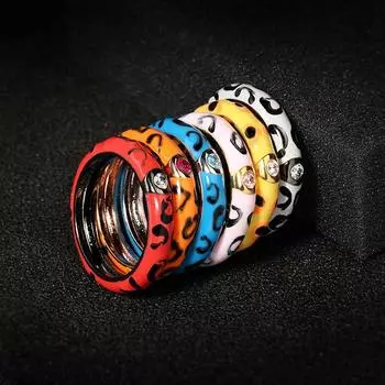 Кольцо с цветной эмалью и клеем, цветное кольцо с изображением европейского и американского дерева, лозы, леопардового принта, бабочки, насекомого No. 6