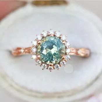 Кольцо с цветным бриллиантом, кольцо с драгоценным камнем из розового золота, женские украшения No. 5