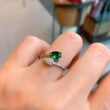 Кольцо с цветным бриллиантом в форме капли воды и цирконом, простое женское кольцо с микро-оправой, имитация розового бриллианта