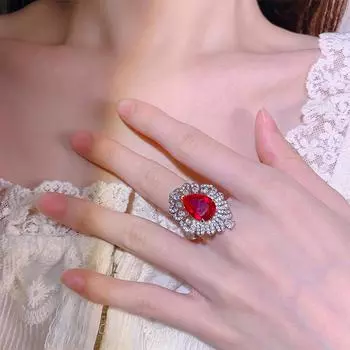 Кольцо с цветным драгоценным камнем, женское, в стиле ретро, сверкающее, с бриллиантами, женское, кольцо на указательный палец, изумрудное кольцо