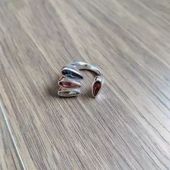 Кольцо с цветным кристаллом ювелирное изделие ОБЕЩАНИЯ любовное кольцо для пары No. 6 серебряный