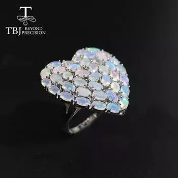 Кольцо с цветным опалом в форме большого сердца, натуральный драгоценный камень, серебро 925 пробы, изысканные украшения для женщин, роскошные ювелирные изделия, подарок для мамы, жены us ring size 7# белый