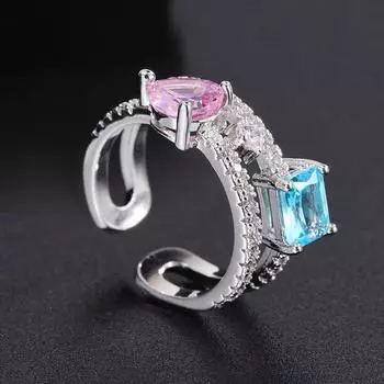 Кольцо с цветными украшениями, обручальное кольцо с рубиновым темпераментом, женские украшения, открытое кольцо с микробриллиантами