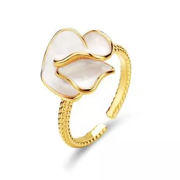 Кольцо с цветочной геометрией, капающее масло, открывающееся в стиле ретро, простое кольцо на указательный палец, нишевое ювелирное изделие с темперой высокого класса adjustable золотой