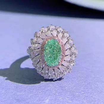 Кольцо с цветочным изумрудом и бриллиантом, 100% настоящее серебро 925 пробы, вечерние обручальные кольца для женщин и мужчин, обручальные украшения, подарок 9