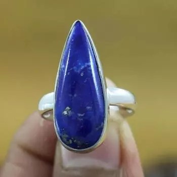 Кольцо с длинной грушей из лазурита, кольцо из твердого серебра 925 пробы, кольцо ручной работы, дизайнерское кольцо, юбилейное кольцо, подарок унисекс 6