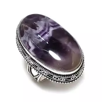 Кольцо с драгоценным камнем аметист шеврон ручной работы из стерлингового серебра 925 пробы, размер 7,5 Y0Z75