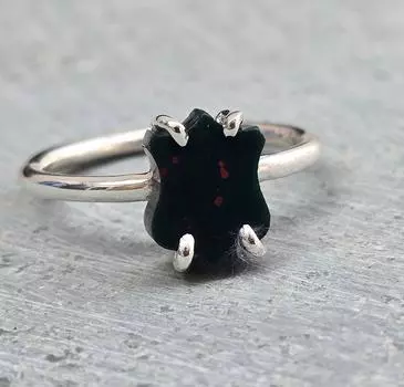 Кольцо с драгоценным камнем Bloodstone, серебро 925 пробы, кольцо в форме щита, подарок для нее, женское эффектное кольцо 4.5