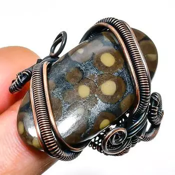 Кольцо с драгоценным камнем Боулдер Опал, размер 11, ручная работа, медная проволока