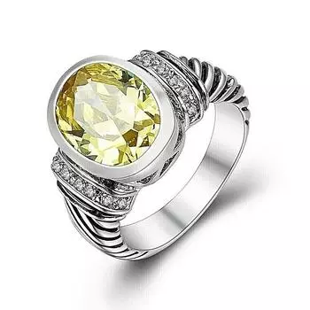 Кольцо с драгоценным камнем цитрин, серебро 925 пробы, подарок на годовщину/рождество для нее