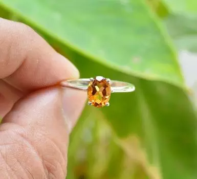 Кольцо с драгоценным камнем цитрином, кольцо из стерлингового серебра 925 пробы, дизайнерское кольцо, кольцо ручной работы, кольцо с камнем по случаю рождения, подарок для нее, серебряные украшения 5