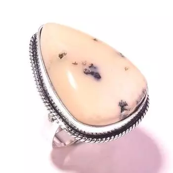 Кольцо с драгоценным камнем дендритовый опал, ручная работа, антикварный дизайн, подарочное ювелирное изделие 7,50 дюйма B6C30