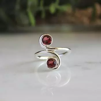 Кольцо с драгоценным камнем граната, дизайнерское кольцо ручной работы, эффектное кольцо, ювелирные изделия из серебра 925 пробы, кольцо для женщин, подарок для нее 6