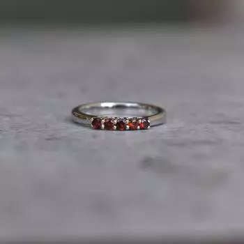 Кольцо с драгоценным камнем граната, кольцо с круглым камнем, дизайнерское кольцо, ювелирные изделия ручной работы, кольцо с зубцом, женское кольцо, подарок для нее, кольцо из серебра 925 пробы 5