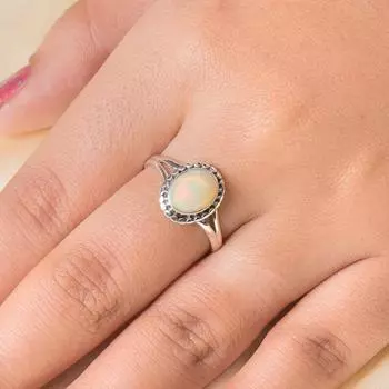 Кольцо с драгоценным камнем из эфиопского опала, кольцо из твердого серебра 925 пробы, ювелирные изделия ручной работы, кольцо для женщин, украшения на день рождения 6