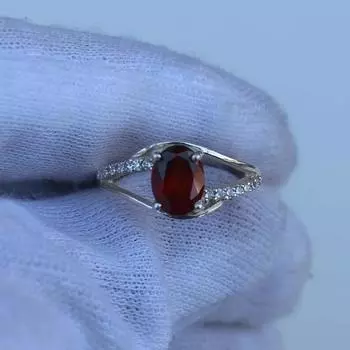 Кольцо с драгоценным камнем из гессонита и граната, кольцо из стерлингового серебра 925 пробы, эффектное кольцо, красивое обручальное кольцо, кольцо с гранатом, кольцо-обещание, подарок для женщин 6 красный