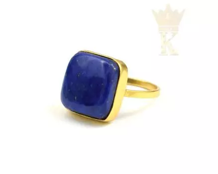 Кольцо с драгоценным камнем из лазурита, штабелируемое кольцо из желтого золота, серебро 925 пробы, кольцо с безелем, ювелирные изделия ручной работы, кольцо для женщин 6