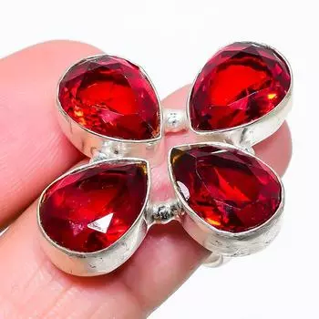 Кольцо с драгоценным камнем из мозамбикского граната, стерлинговое серебро 925 пробы, размер 8,5 y3J61 8.5 красный