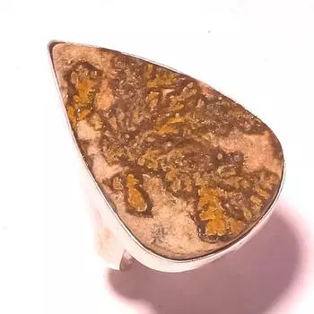 Кольцо с драгоценным камнем из яшмы ручной работы, антикварное дизайнерское подарочное ювелирное изделие 8,25 y0K26