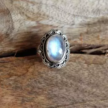 Кольцо с драгоценным камнем из радужного лунного камня, серебро 925 пробы, кольцо с камнем рождения, кольцо в стиле бохо, украшения из лунного камня, кольцо ручной работы 6