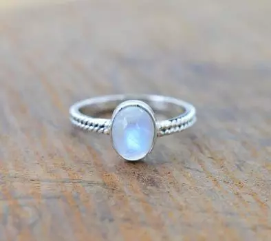 Кольцо с драгоценным камнем из радужного лунного камня, дизайнерское кольцо ручной работы, серебряное кольцо 925 пробы, эффектное кольцо, богемное кольцо, ювелирные изделия с камнями 6