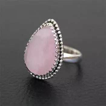 Кольцо с драгоценным камнем из розового кварца и груши, кольцо из твердого серебра 925 пробы, кольцо ручной работы, дизайнерское кольцо, праздничное кольцо, подарок для нее 6