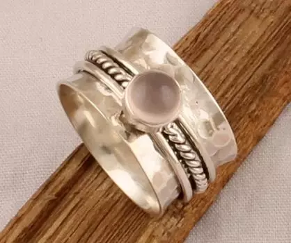 Кольцо с драгоценным камнем из розового кварца, кольцо Spinner Band, кольцо ручной работы, серебро 925 пробы, кольцо для большого пальца, подарок унисекс, серебряное кольцо, подарок на помолвку 6