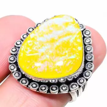 Кольцо с драгоценным камнем из серебра 925 пробы с желтым триплетом опалом, размер 8 Y2t20 8 жёлтый