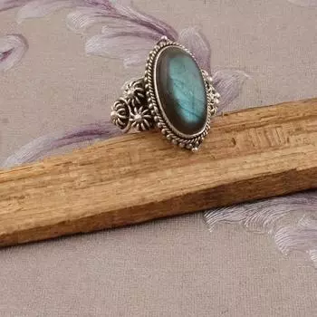 Кольцо с драгоценным камнем из стерлингового серебра 925 пробы с лабрадором из цельного камня, эффектное кольцо, дизайн для женщин, идея подарка, ювелирные изделия с драгоценными камнями, приблизительно 7,68 г 5