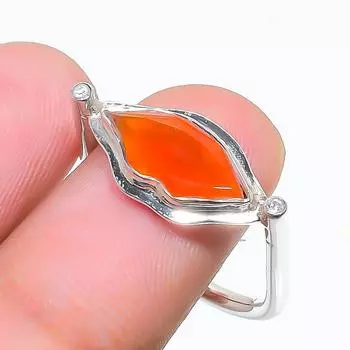 Кольцо с драгоценным камнем из стерлингового серебра 925 пробы с натуральным сердоликом, размер 8, США 8 US