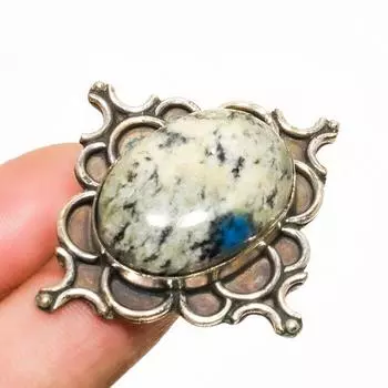 Кольцо с драгоценным камнем K2 Blue Azurite, посеребренное 925 пробы, размер 7,5