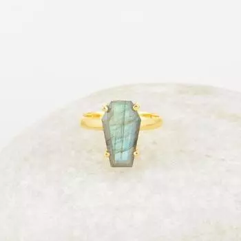 Кольцо с драгоценным камнем лабрадорит, кольцо из желтого золота, кольцо для гроба, уникальный подарок, кольцо в стиле бохо, серебро 925 пробы, свадебный подарок 6