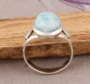 Кольцо с драгоценным камнем Ларимар из стерлингового серебра 925 пробы, модное массивное кольцо из твердого камня для женщин, идея подарка, ювелирные изделия с драгоценными камнями, около 4,83 г 5