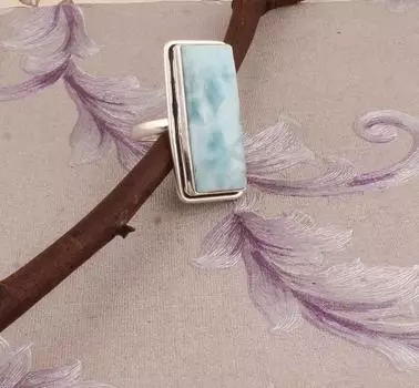 Кольцо с драгоценным камнем Ларимар из стерлингового серебра 925 пробы, модное массивное кольцо из твердого камня для женщин, идея подарка, ювелирные изделия с драгоценными камнями, около 6,13 г 5