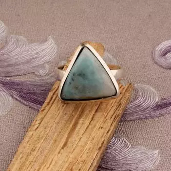 Кольцо с драгоценным камнем Ларимар из стерлингового серебра 925 пробы, твердое кольцо небесно-голубого цвета, эффектное кольцо, подарок для девочек, женские ювелирные изделия с драгоценными камнями, около 5,24 г 5