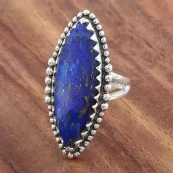 Кольцо с драгоценным камнем лазурит, богемное кольцо из твердого серебра 925 пробы, украшения ручной работы, рождественский подарок 6