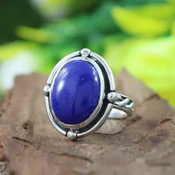 Кольцо с драгоценным камнем лазурит, дизайнерское кольцо ручной работы, подарок для нее, кольцо из стерлингового серебра 925 пробы, женское кольцо, серебряные украшения 6