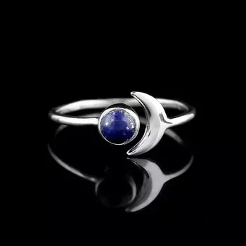 Кольцо с драгоценным камнем лазурит, кольцо с полумесяцем, кольцо ручной работы, составное кольцо, дизайнерское кольцо, ювелирные изделия из серебра 925 пробы 6