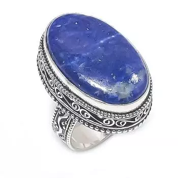 Кольцо с драгоценным камнем лазурит ручной работы из стерлингового серебра 925 пробы, размер 8 F9O17